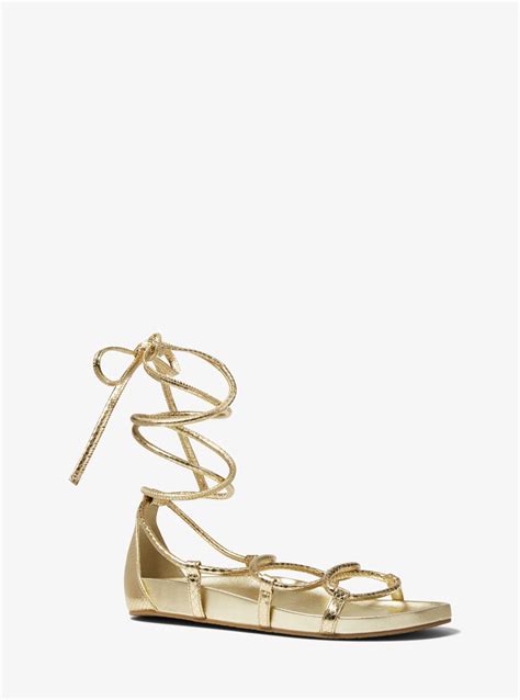 michael michael kors vero faux leather lace-up sandal|Michael Kors Women's Vero Lace Up Flat Sandals .